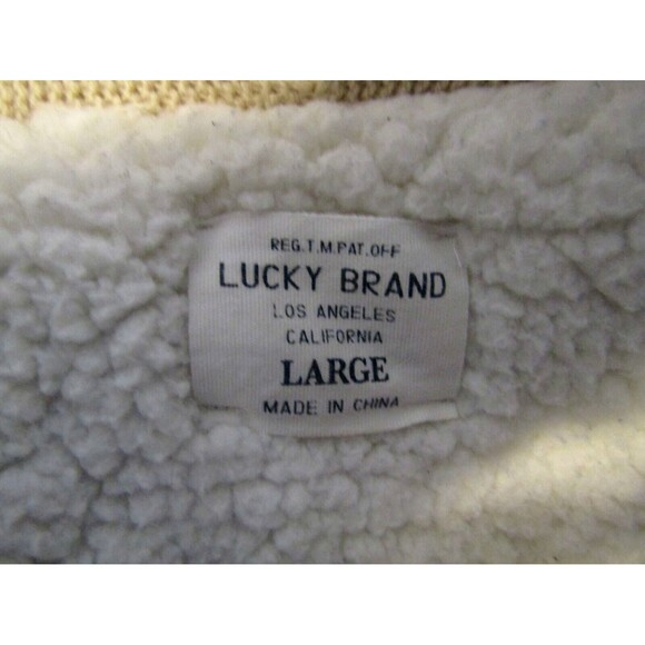 Lucky Brand Cardigan Sherpa Lined Southwestern Grandpa Sweater Shawl Collar L - Picture 4 of 6